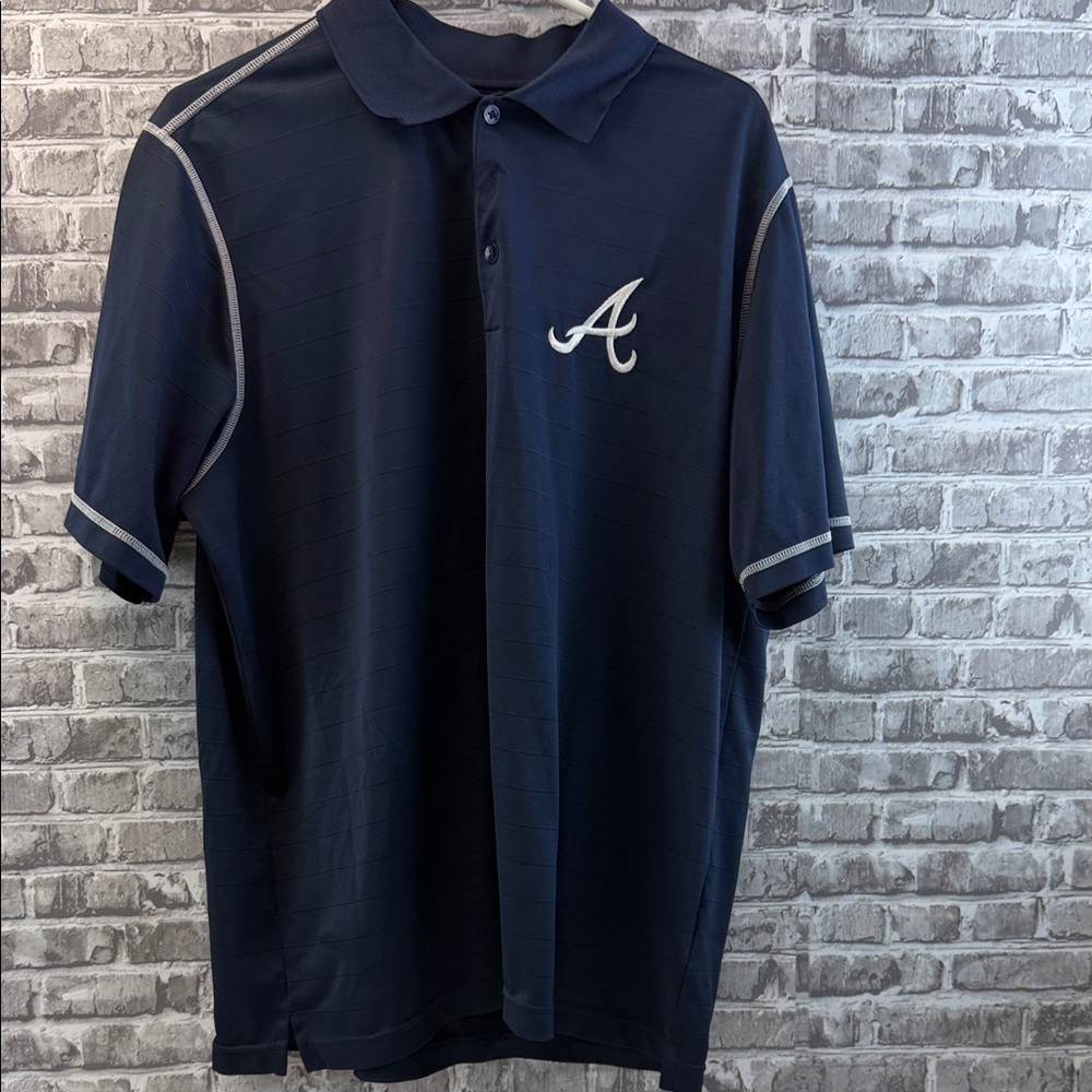 Men's Atlanta Braves Navy Polo Shirt with Embroidered Logo